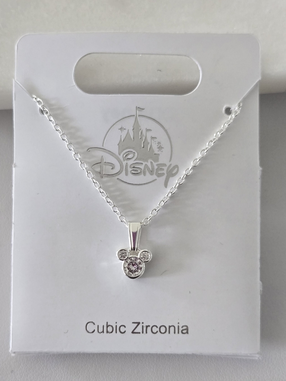 Mickey Mouse Crystal Pendant Necklace - Silver with white cubic zirconia - Picture 2 of 8